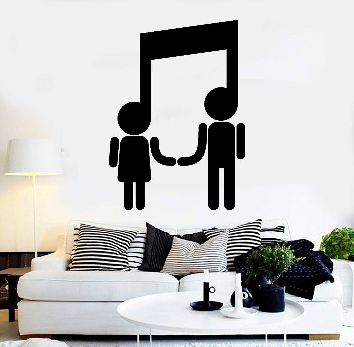 Autocollant Mural en vinyle, Couple musical, notes d'art, autocollants muraux (461ig)