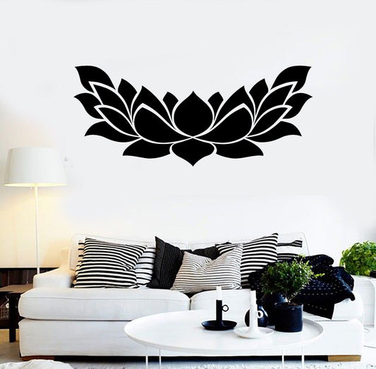 Vinyl Wall Decal Lotus Flower Yoga Center Floral Stickers Mural (465ig)