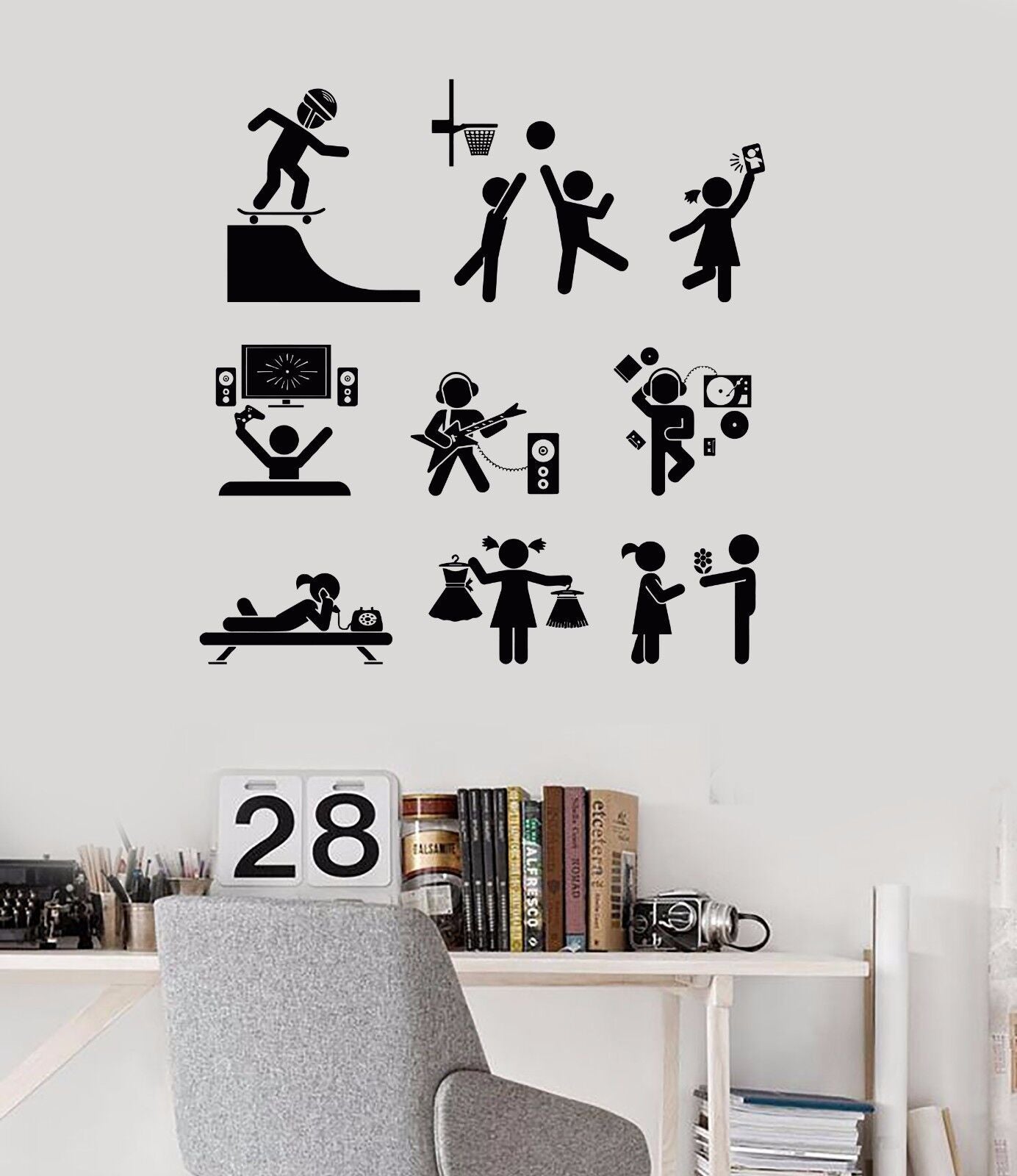 Vinyl Wall Decal Entertainment Zone Teen Room Art Stickers (481ig)