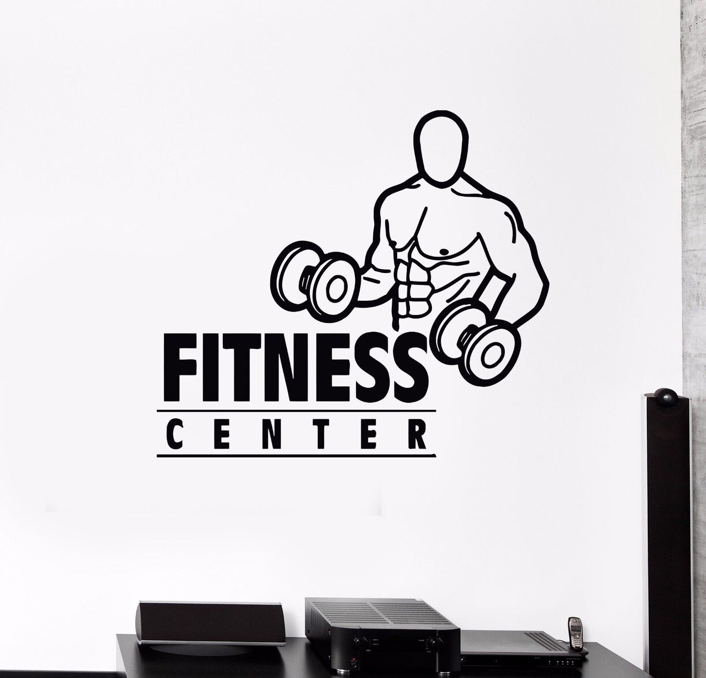 Wandtattoo Fitnesscenter, Fitnessstudio, Bodybuilding, Sport, Vinyl, Aufkleber, Wandbild (484ig)