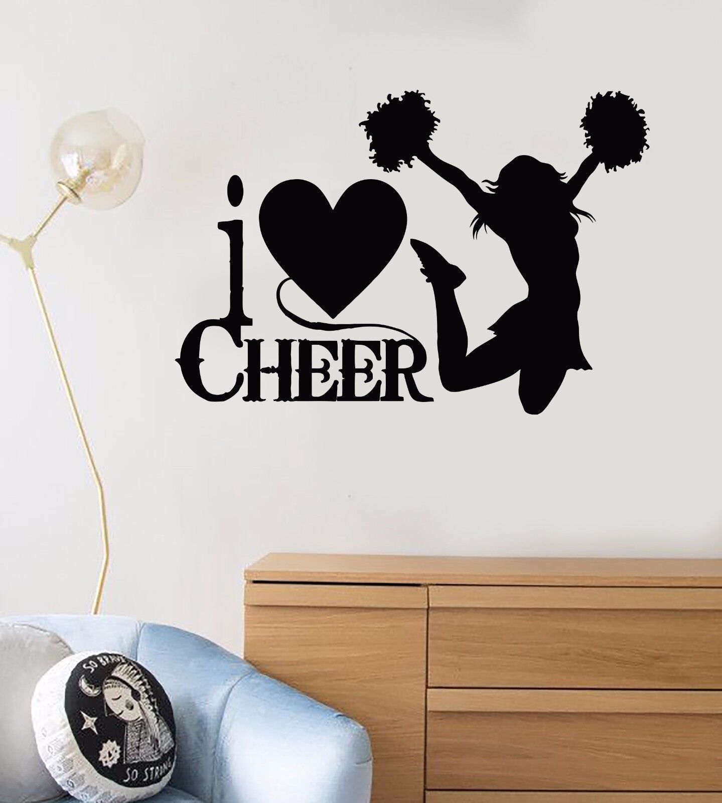 Vinyl Wall Decal Cheerleaders Quote Sports Fan Cheerleading Stickers (495ig)