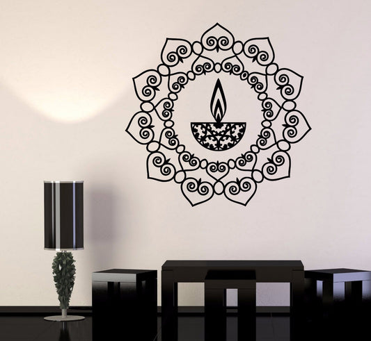 Vinyl Wall Decal Mandala Buddhism Candle Talisman Stickers (505ig)