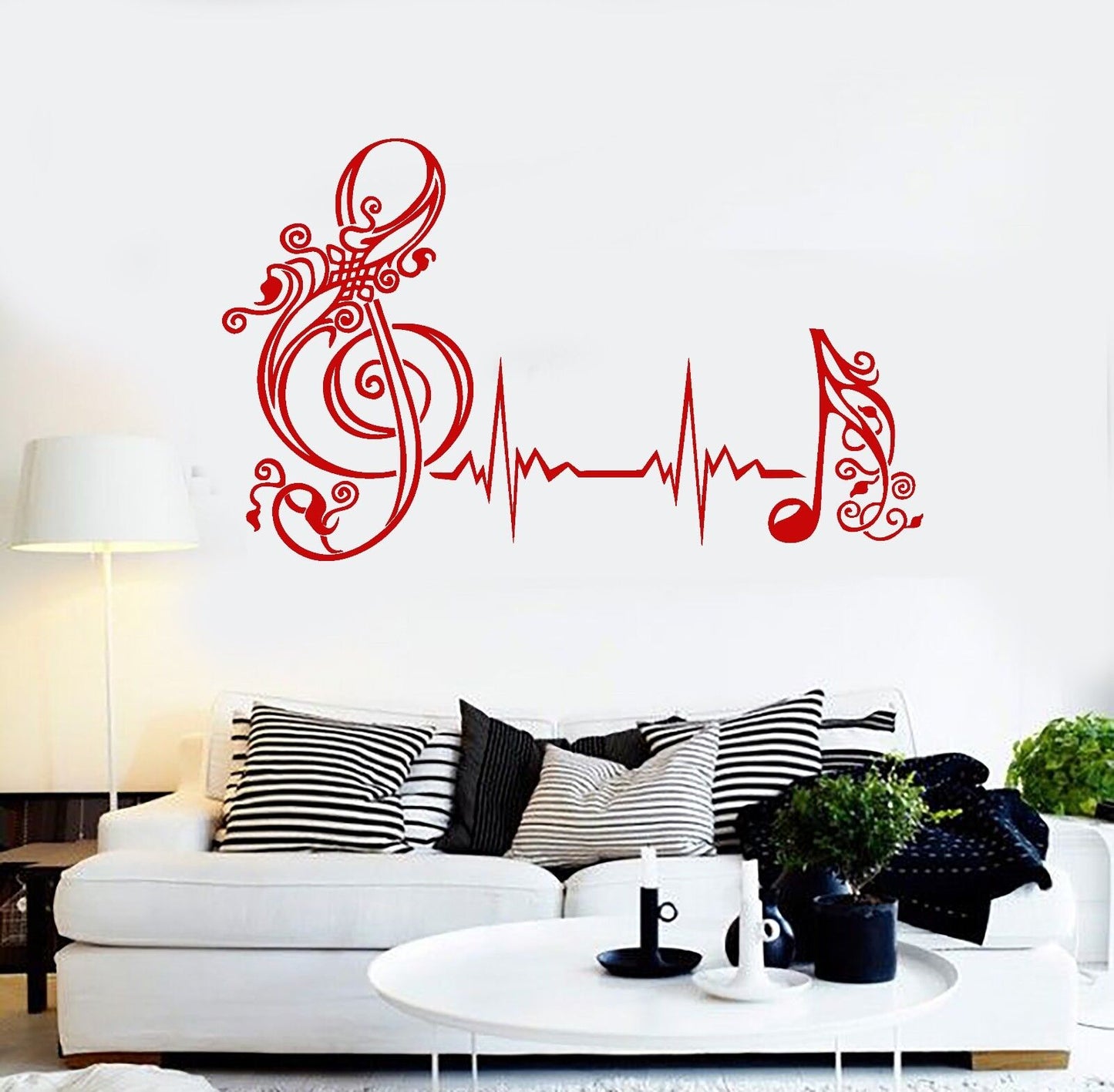 Vinyl Wall Decal Musical Note Heartbeat Pulse Music Art Stickers (530ig)