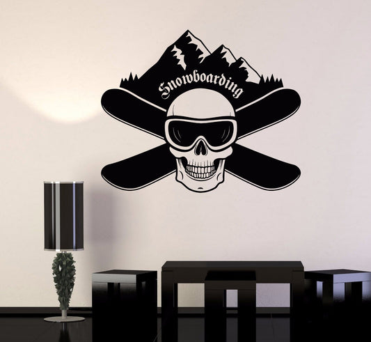 Vinyl Wall Decal Snowboarding Skull Boards Extreme Sports Stickers Mural (536ig)