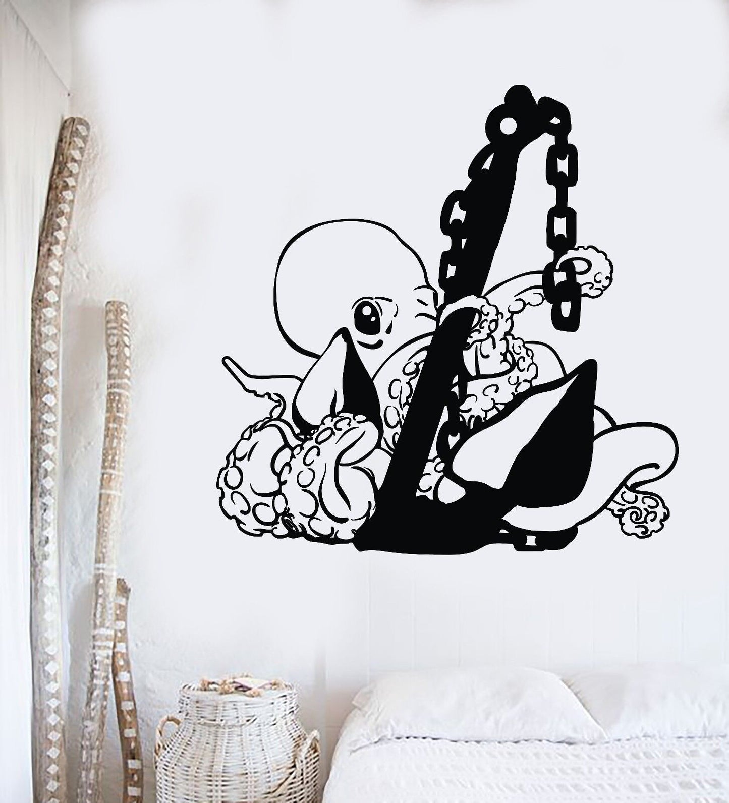 Vinyl Wall Decal Octopus Anchor Marine Nautical Sea Stickers (562ig)