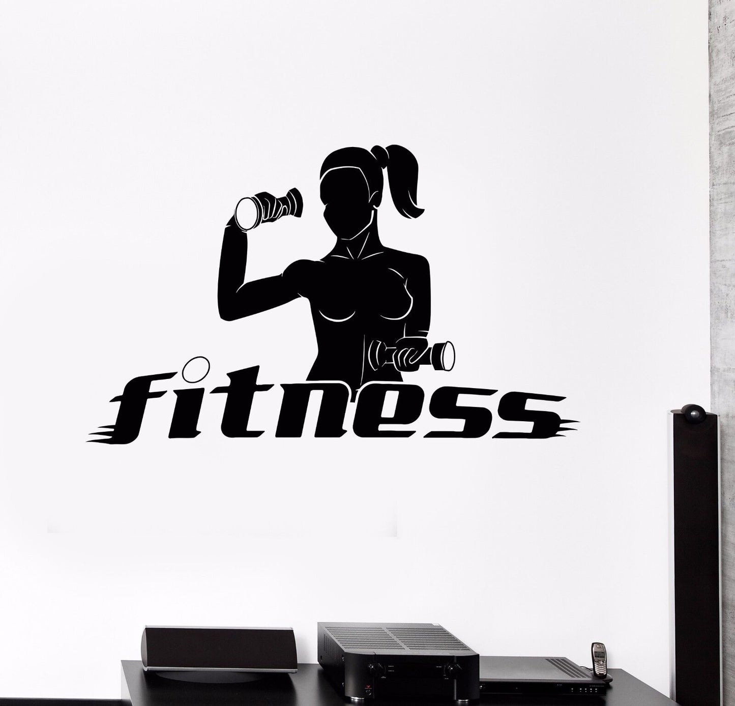 Wandtattoo Fitnesscenter, Fitnessstudio, Sport, Mädchen, Vinyl, Aufkleber, Wandbild (589ig)