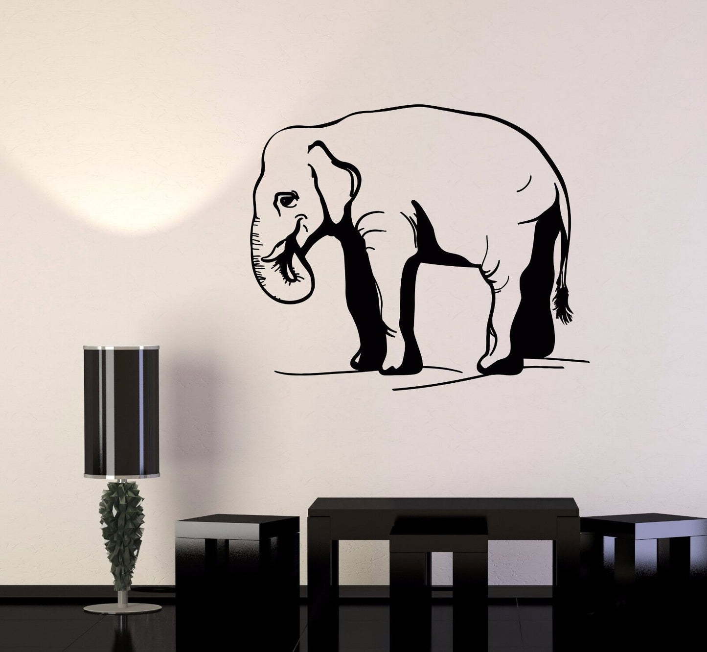 Wandtattoo Afrikanischer Elefant, Vinyl, Tiermotiv, Zimmer, Kunstaufkleber, Wandbild (593ig)