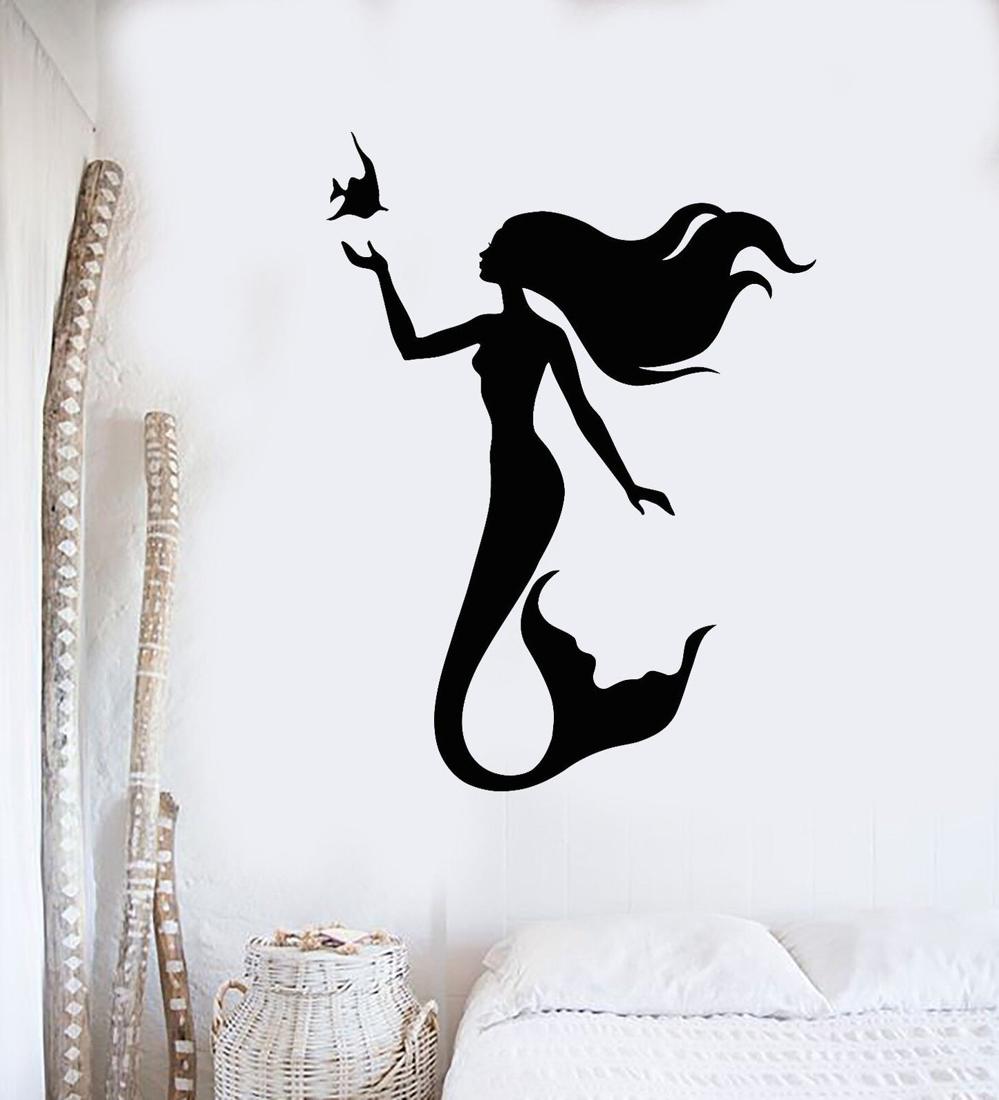 Vinyl Wall Decal Mermaid Girl Room Fish Marine Art Sea Stickers (608ig)