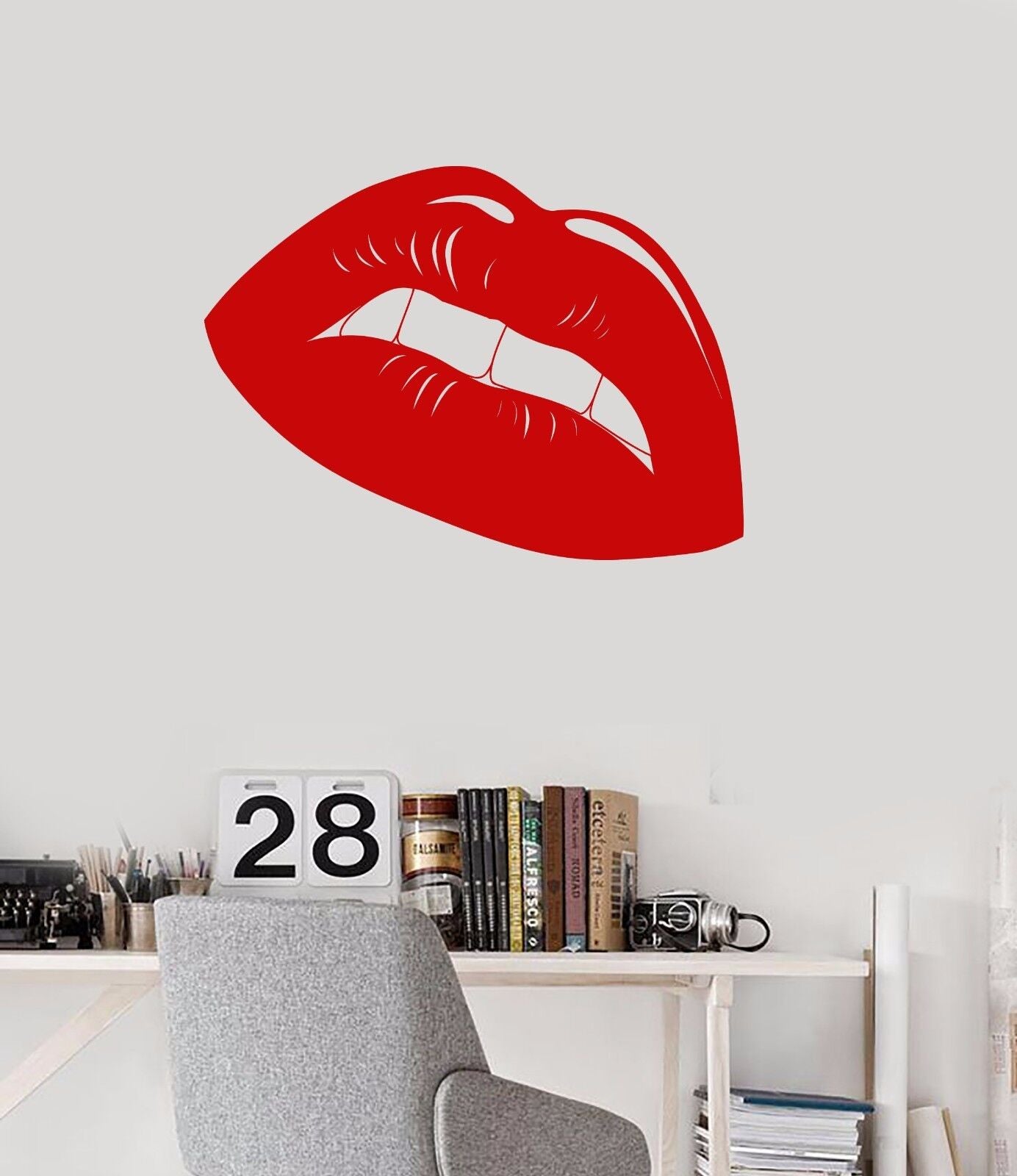 Wandtattoo Sexy Lippen Mädchenzimmer Schönheitssalon Salon Vinyl Aufkleber Wandbild (612ig)