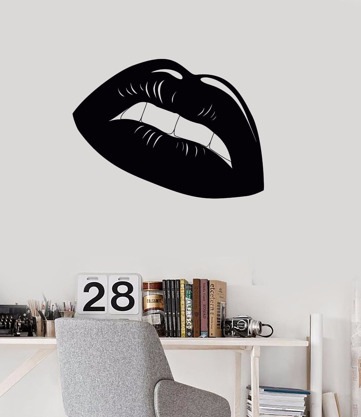 Wandtattoo Sexy Lippen Mädchenzimmer Schönheitssalon Salon Vinyl Aufkleber Wandbild (612ig)