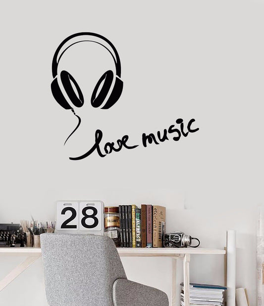 Vinyl Wall Decal Headphones Love Music Teen Room Stickers (626ig)