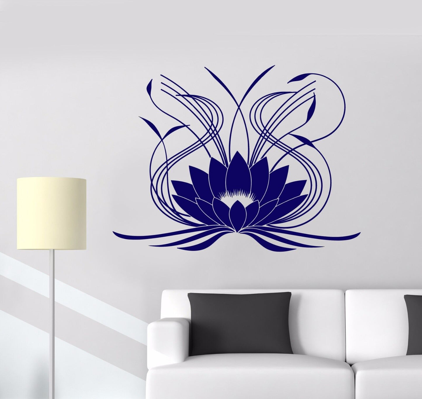 Vinyl Wall Decal Lotus Flower Ornament Floral Stickers Mural (644ig)