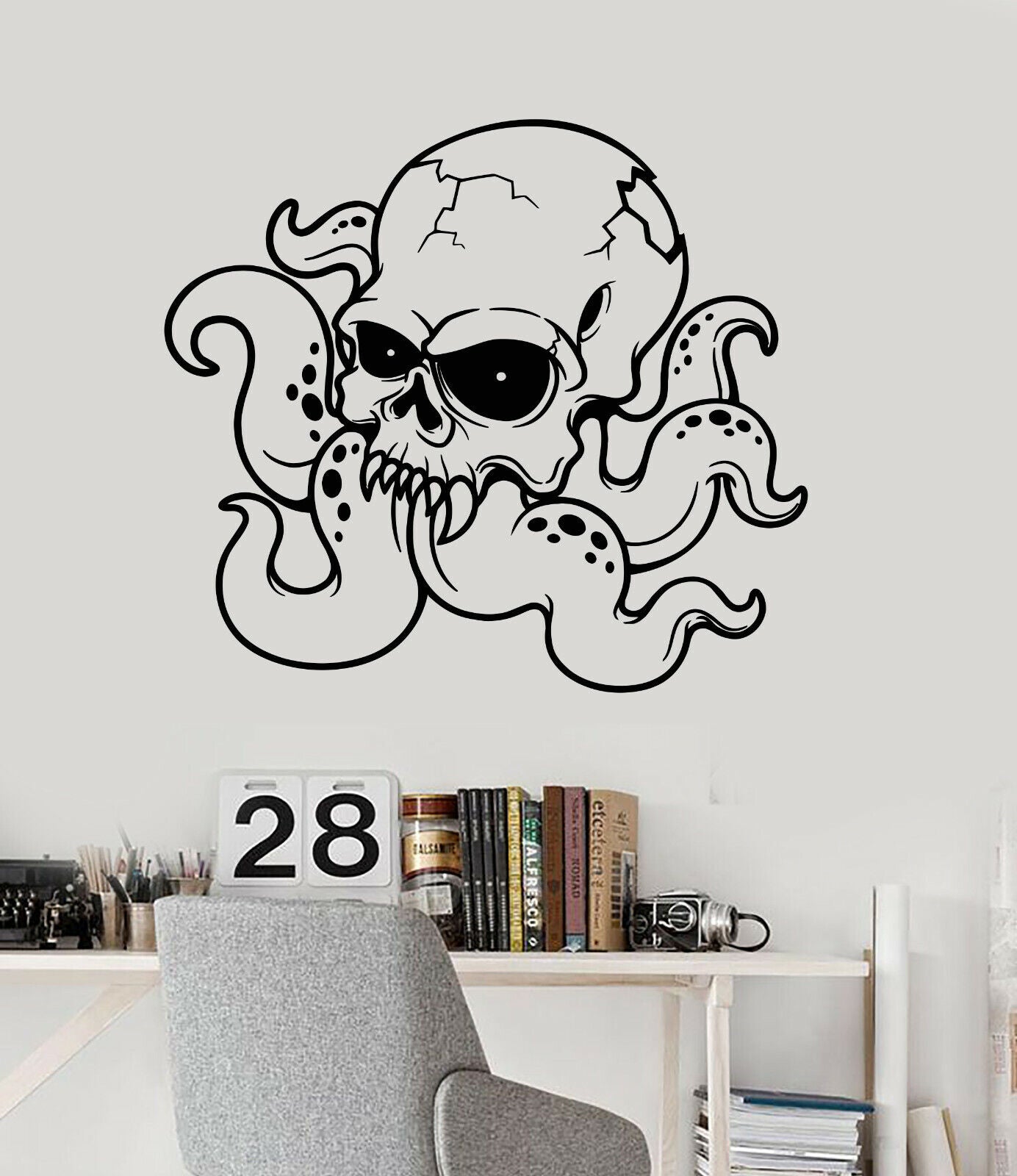 Vinyl Wall Decal Octopus Skull Alien Tentacles Monster Stickers (647ig)