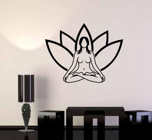 Wandtattoo Lotus Frau Yoga Center Meditation Vinyl (648ig)