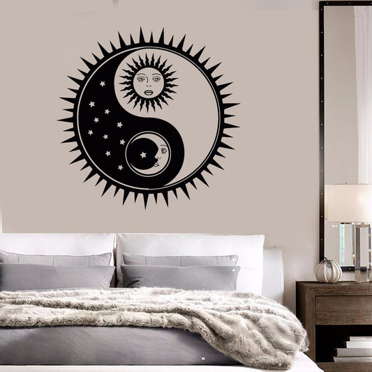 Autocollant mural en vinyle soleil lune étoiles chambre à coucher autocollants intérieurs de maison (650ig)