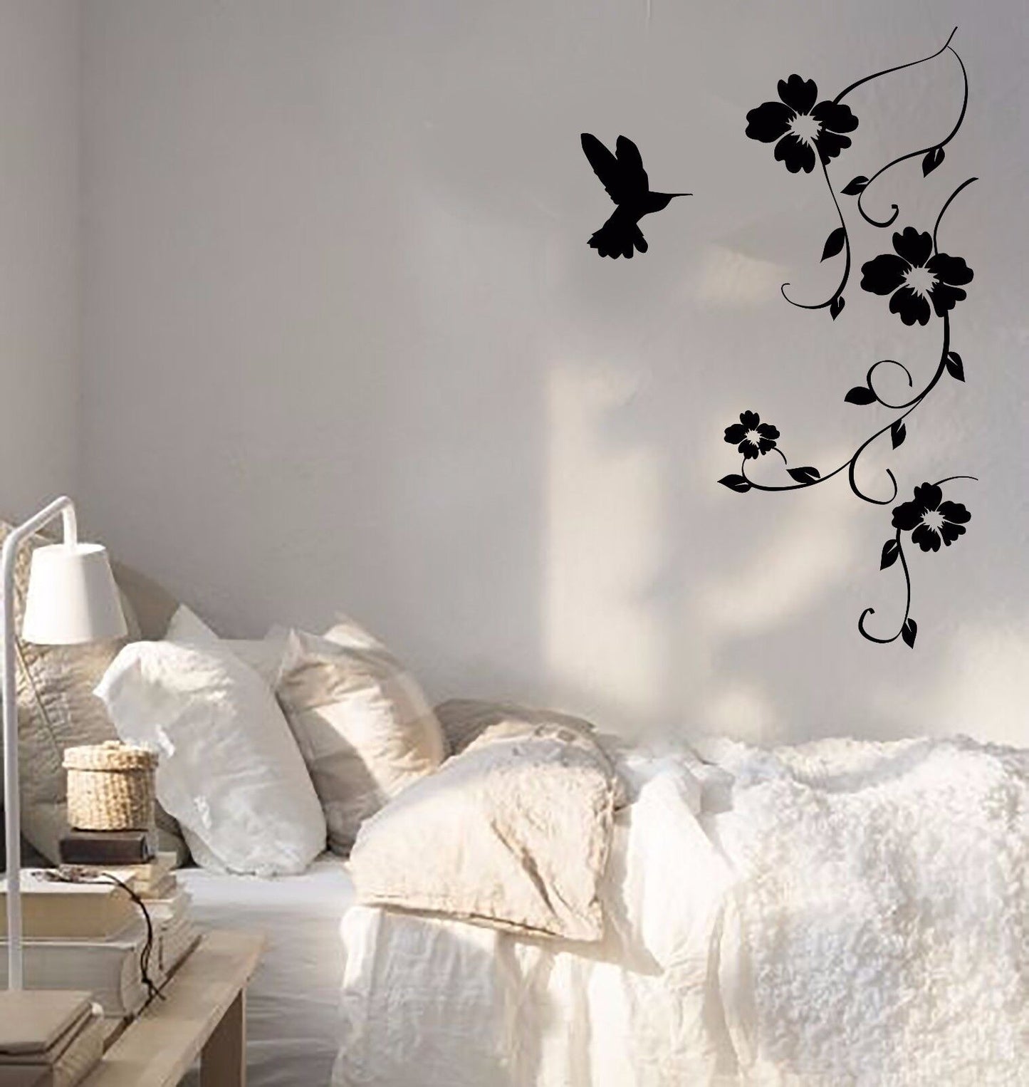 Vinyl Wall Decal Hummingbird Nature Bird Flying Flowers Sticker (656ig)