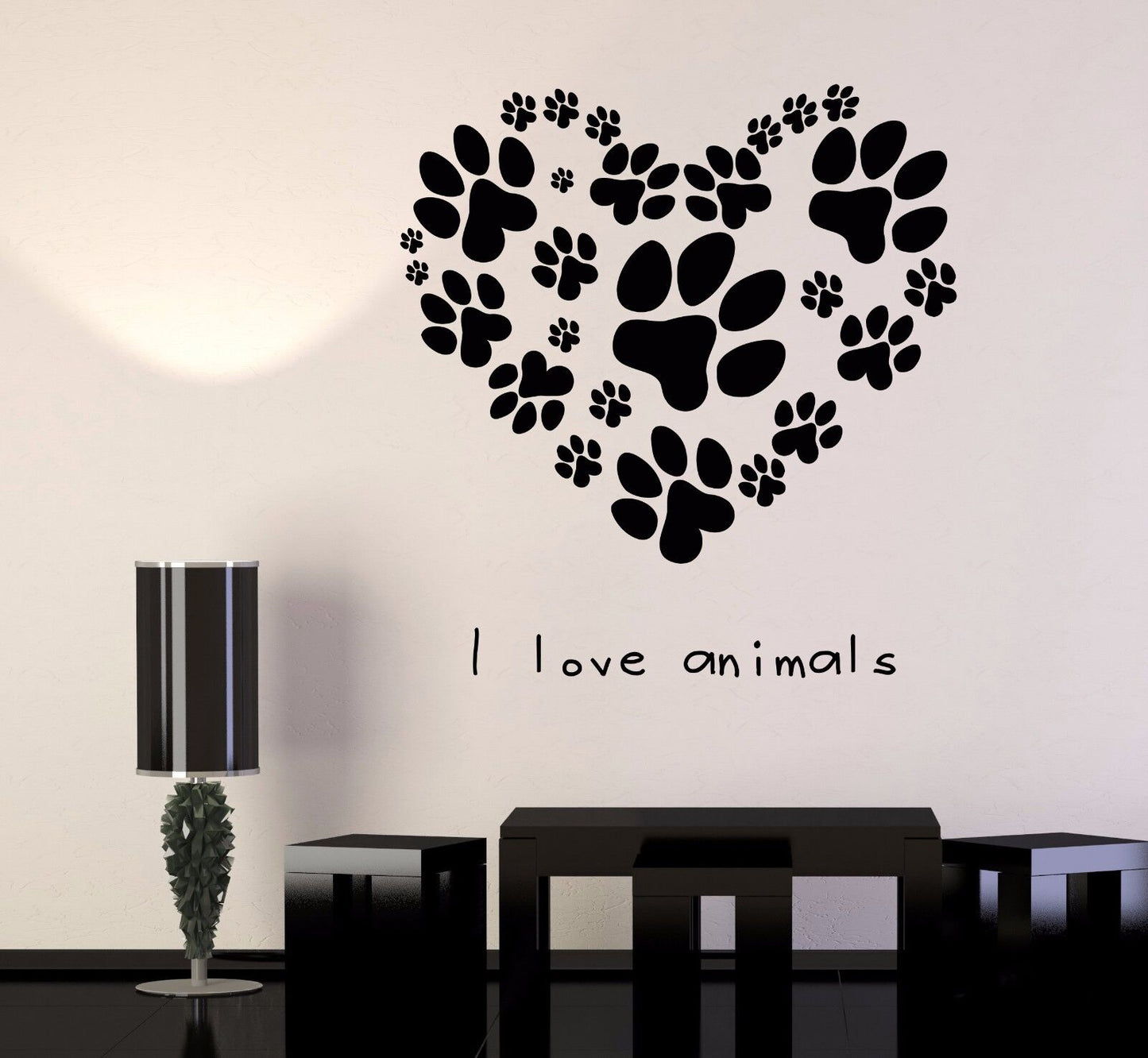 Vinyl Wall Decal Pets Veterinary Clinic Animal Love Dog Paw Cat Stickers (666ig)