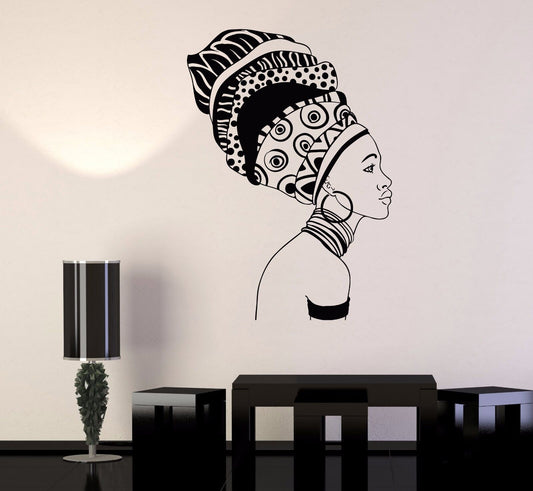 Autocollant mural en vinyle Sexy fille noire, décor ethnique, femme africaine (701ig)