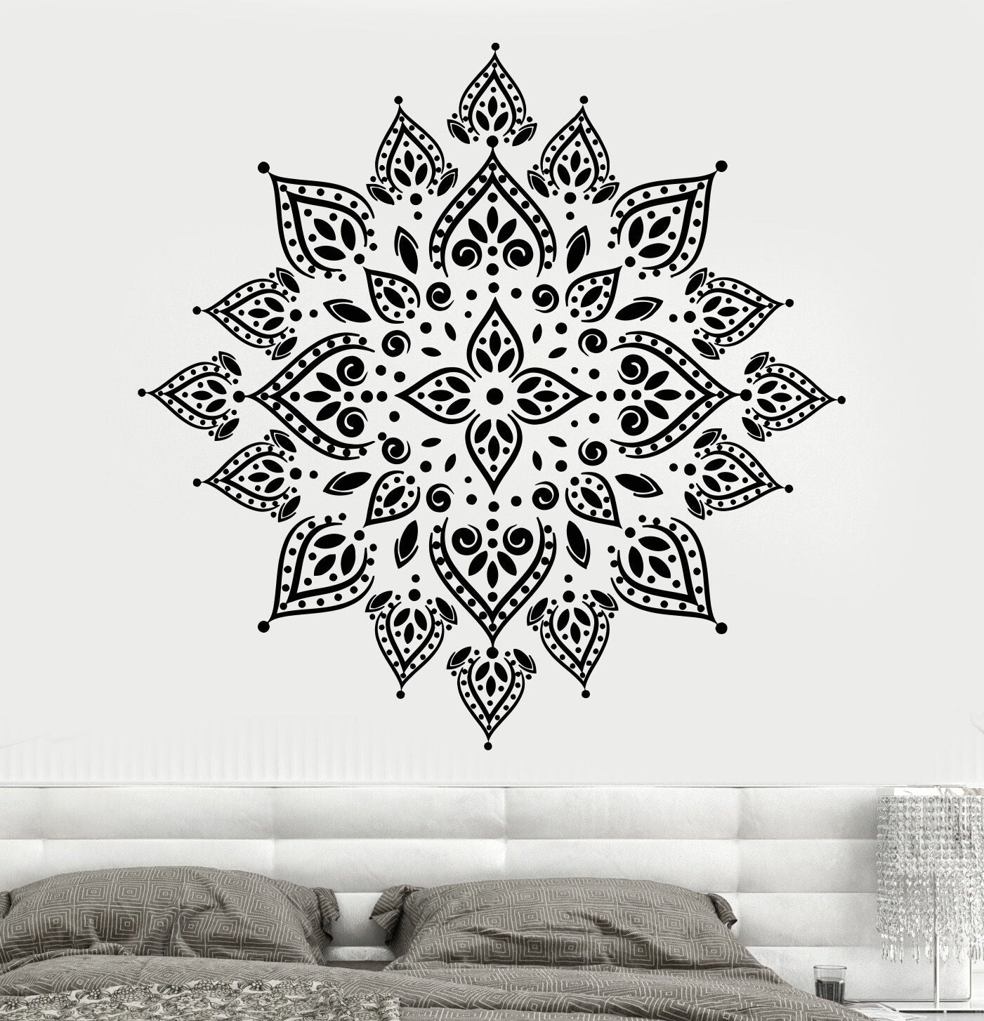 Vinyl Wall Decal Mandala Yoga Meditation Hinduism Lotus Stickers (705ig)