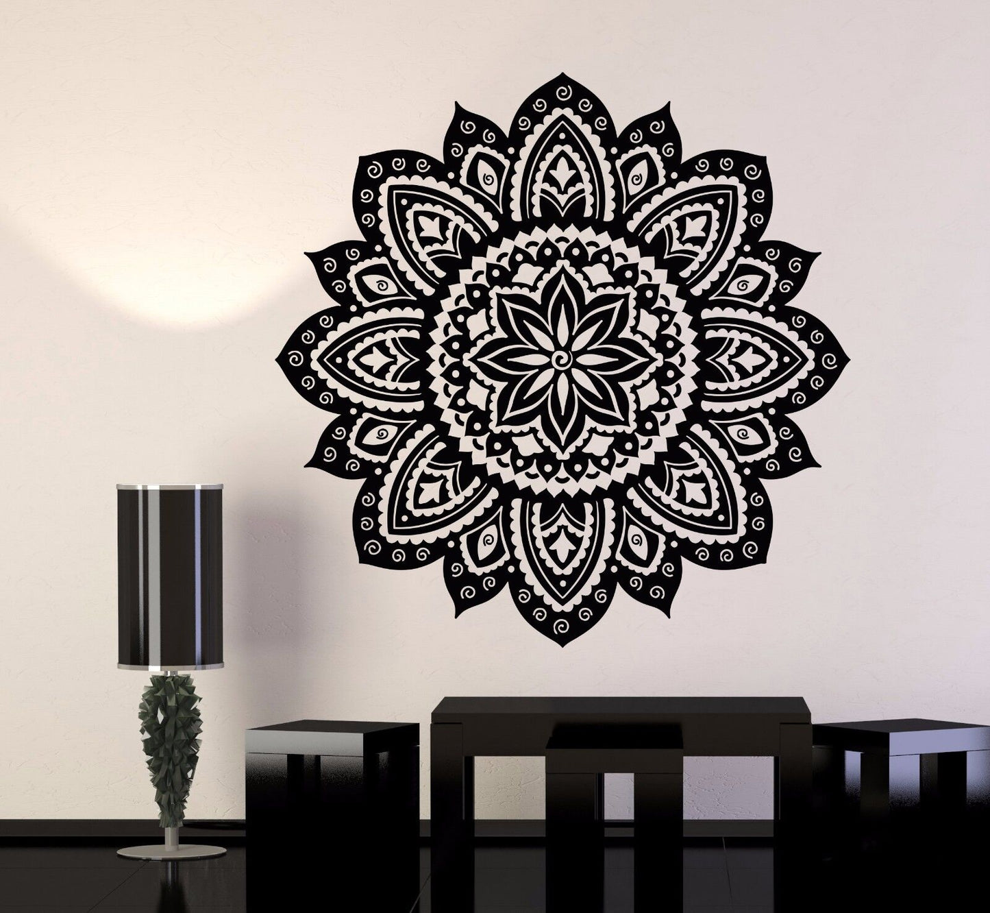 Autocollant mural en vinyle pour studio de yoga, mandala, fleur de lotus, décoration d'intérieur (706ig)