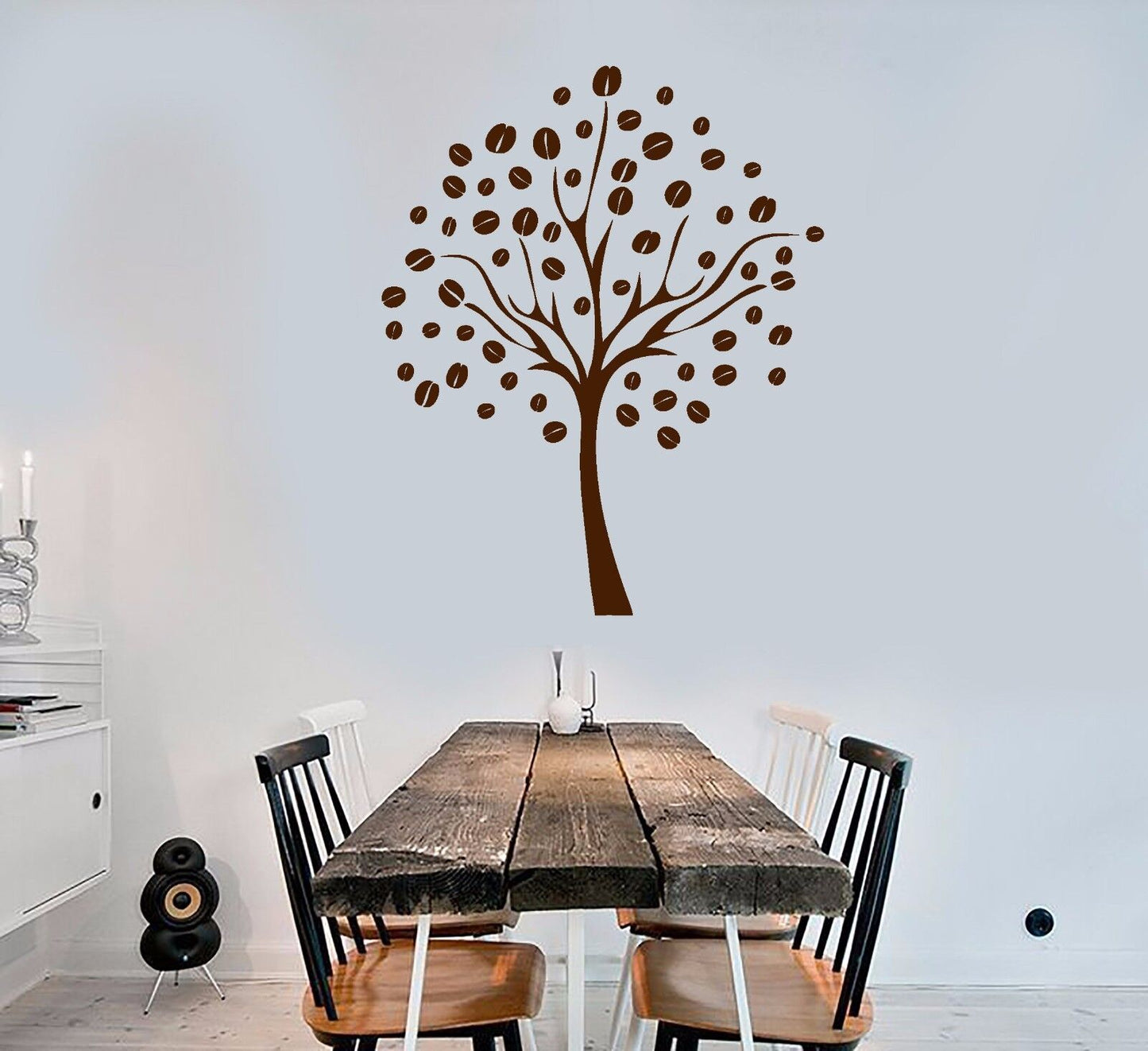 Autocollant mural en vinyle grains de café arbre Nature Design autocollants de cuisine (732ig)