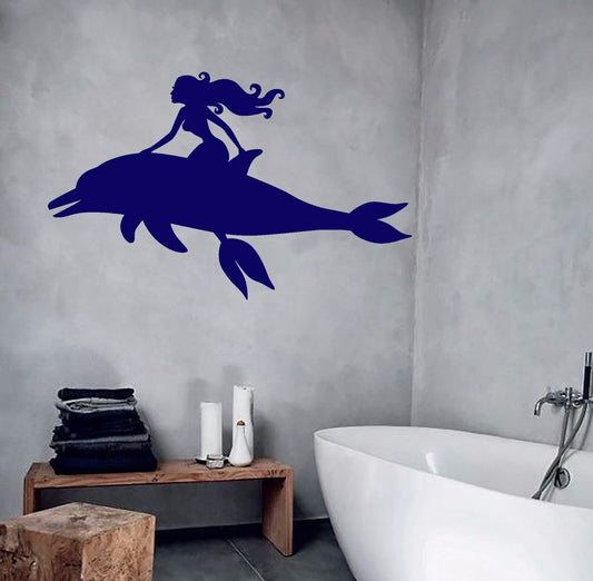 Vinyl Wall Decal Fish Dolphin Sexy Mermaid Marine Style Stickers (746ig)