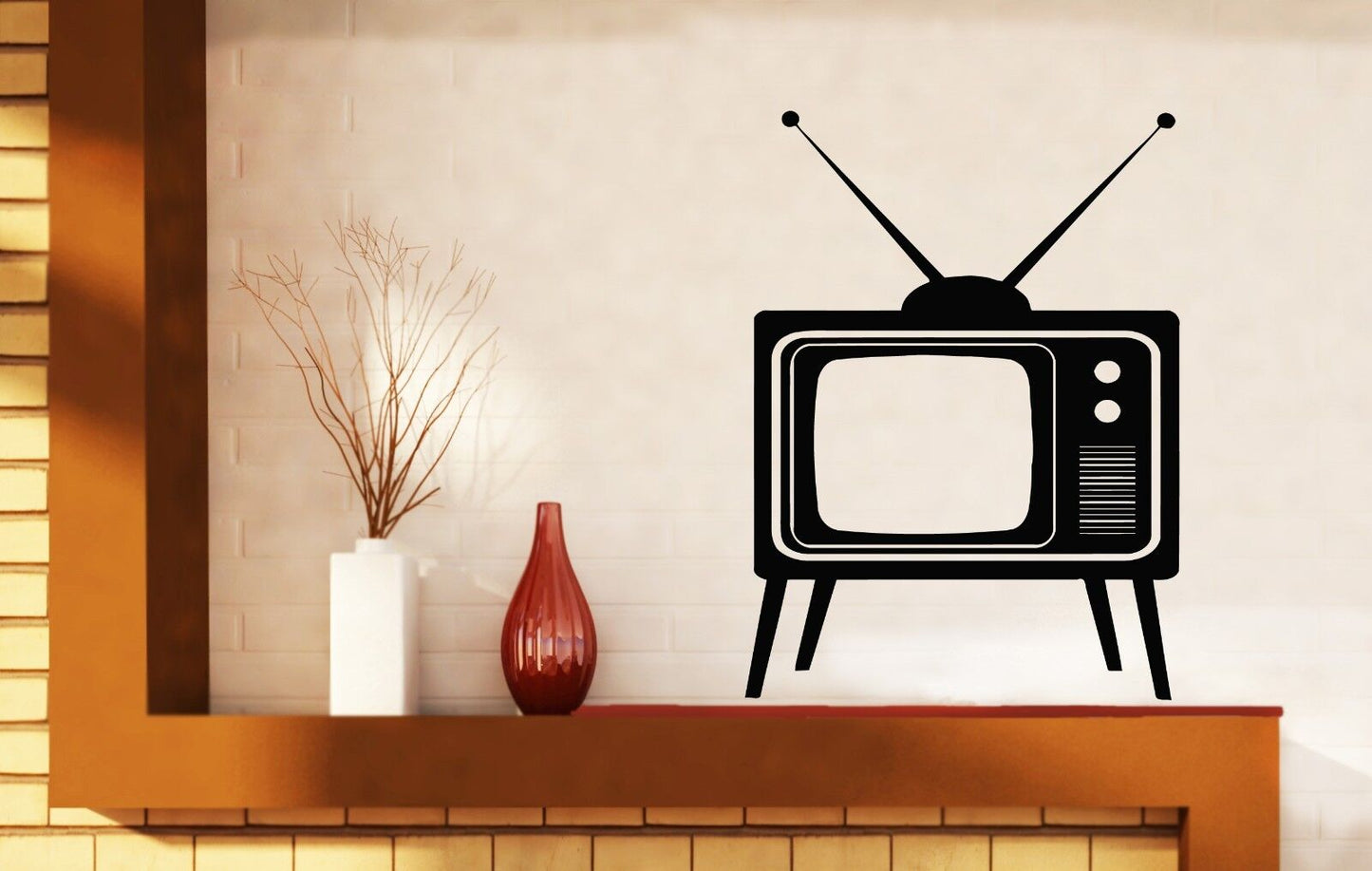 Wall Sticker Big Old TV Device with Antennas Home Vinyl Decal (n510)