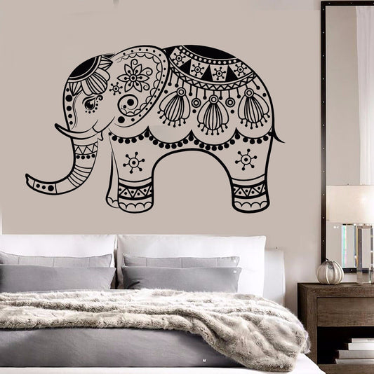 Autocollant mural en vinyle, éléphant indien, dieu hindouisme, Design de chambre à coucher (765ig)