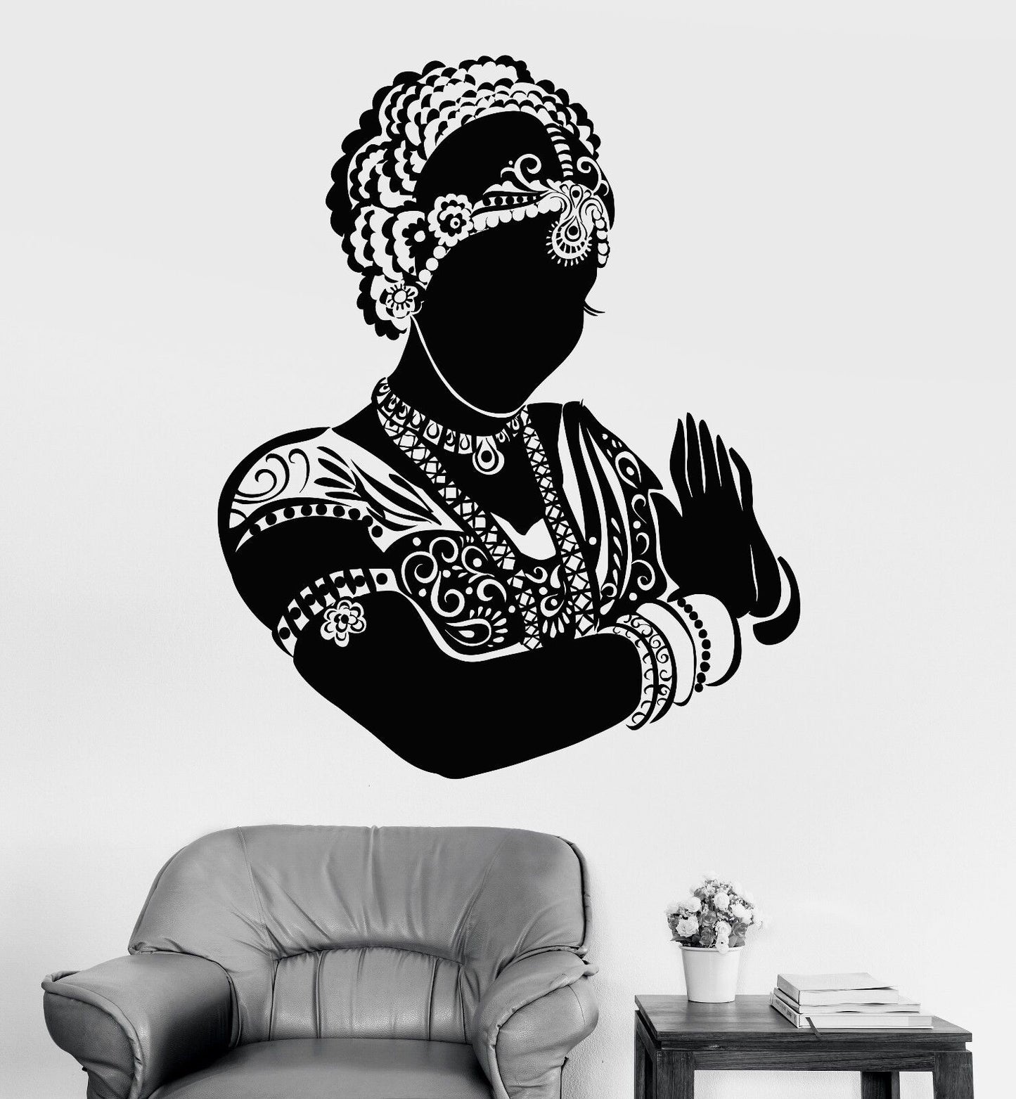 Vinyl Wall Decal India Dancer Bride Woman Head Devadasi Hindu (773ig)