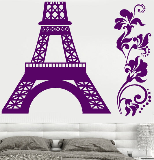 Autocollant mural en vinyle France Paris Tour Eiffel chambre Design autocollants (791ig)