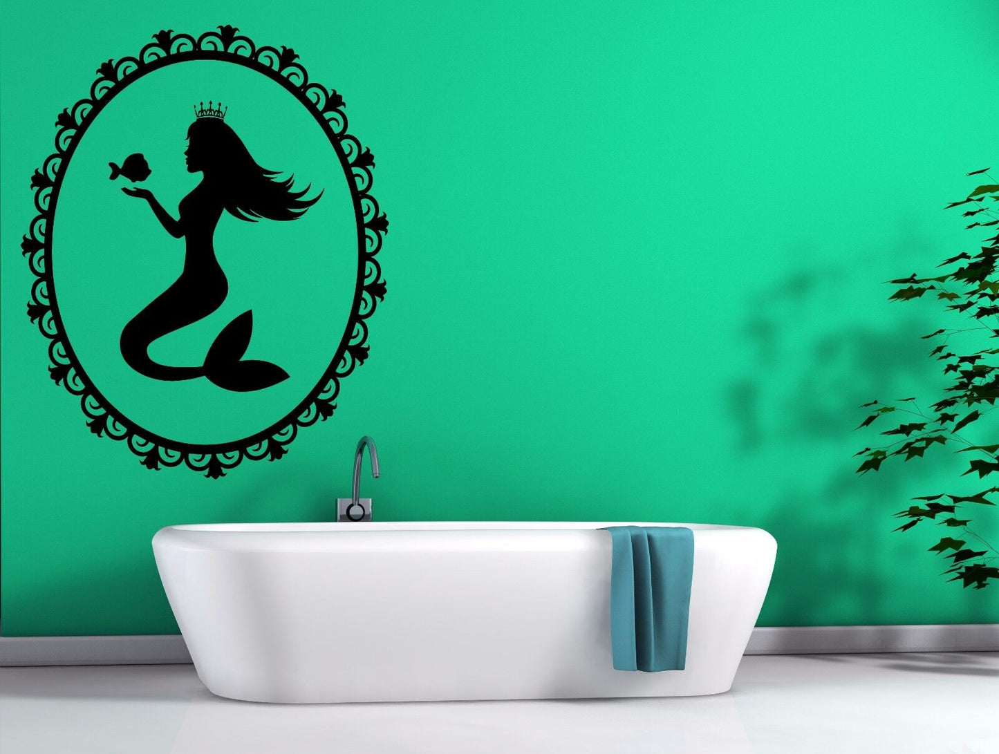 Vinyl Decal silhouette sea princess mermaid fish Flounder Wall Sticker  (n626)