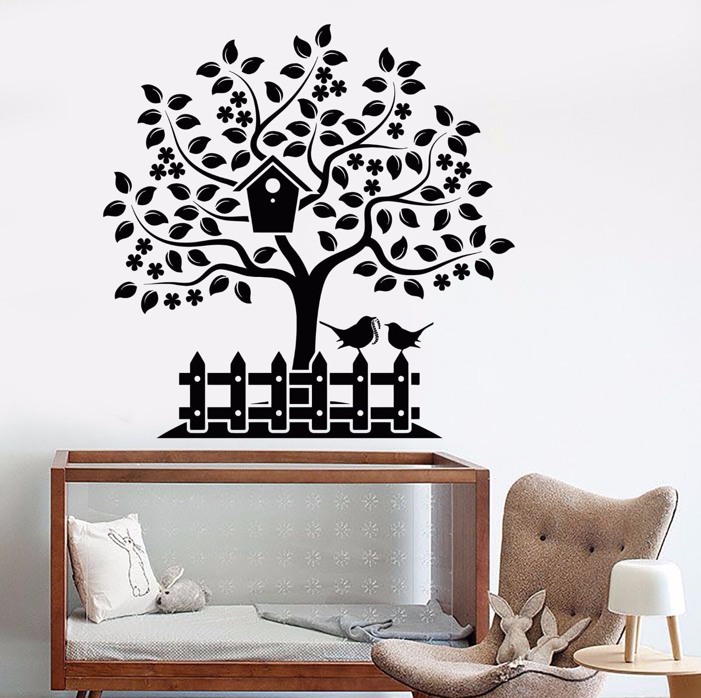 Wandtattoo Baumhaus Vogel Garten Vinyl Wandaufkleber Home Design Kinderzimmer (795ig)