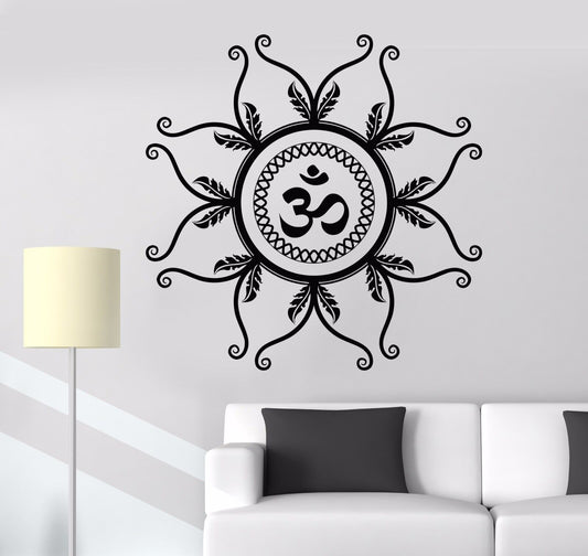 Vinyl Wall Decal Mantra Om Hindu Meditation Yoga Studio Lotus Stickers (796ig)