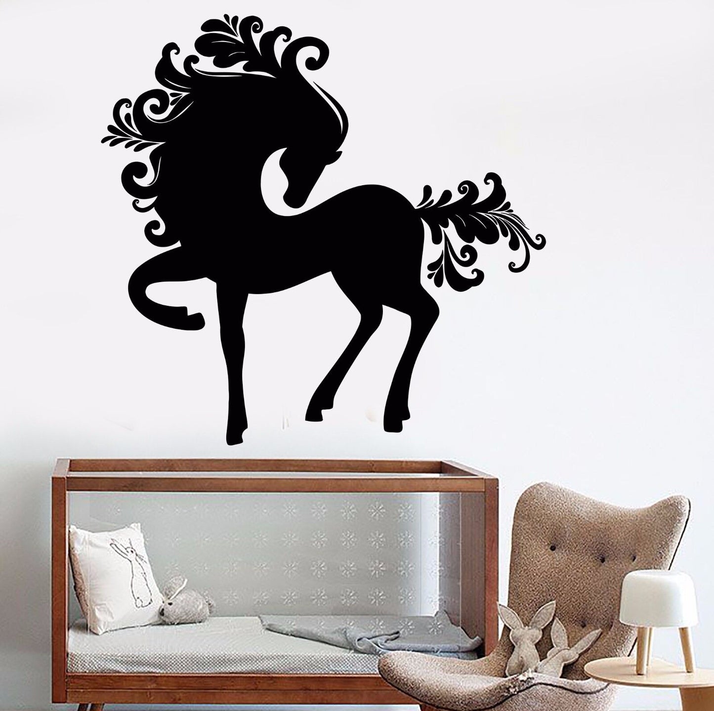 Autocollant mural en vinyle cheval poney conte chambre d'enfant autocollants animaux (797ig)