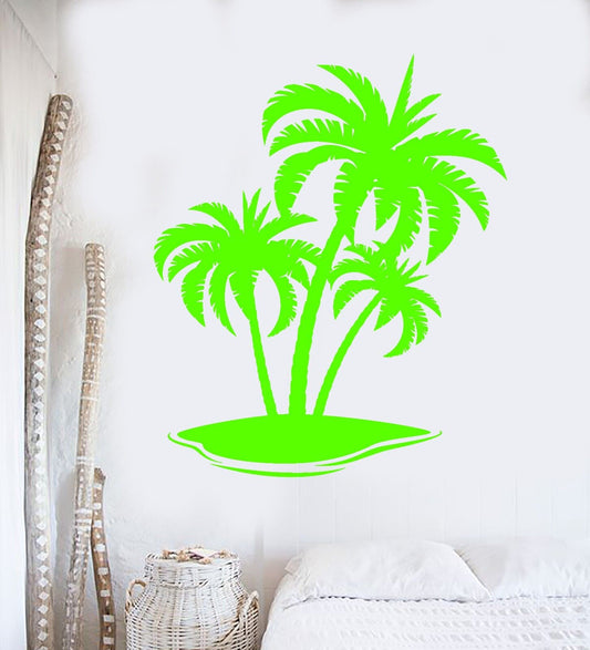 Vinyl Wall Decal Palm Tree Island Beach Style Nature Holiday Stickers (799ig)