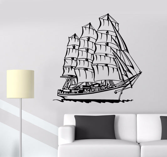 Vinyl Wall Decal Ship Boat Ocean Sea Nautical Sailor Sail Yacht Stickers (805ig)