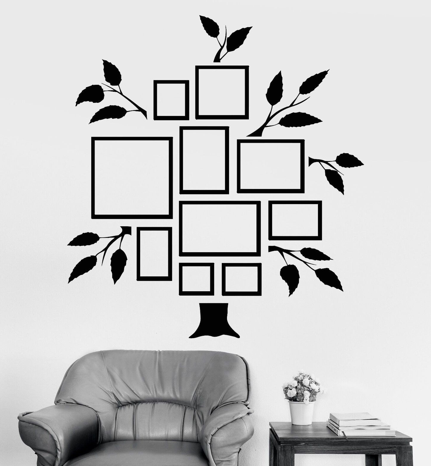 Vinyl Wall Decal Family Tree Frames For Photos Rooms Design Stickers (810ig)