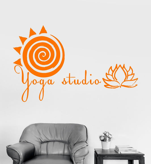 Vinyl Wall Decal Yoga Studio Meditation Health Lotus Stickers (833ig)