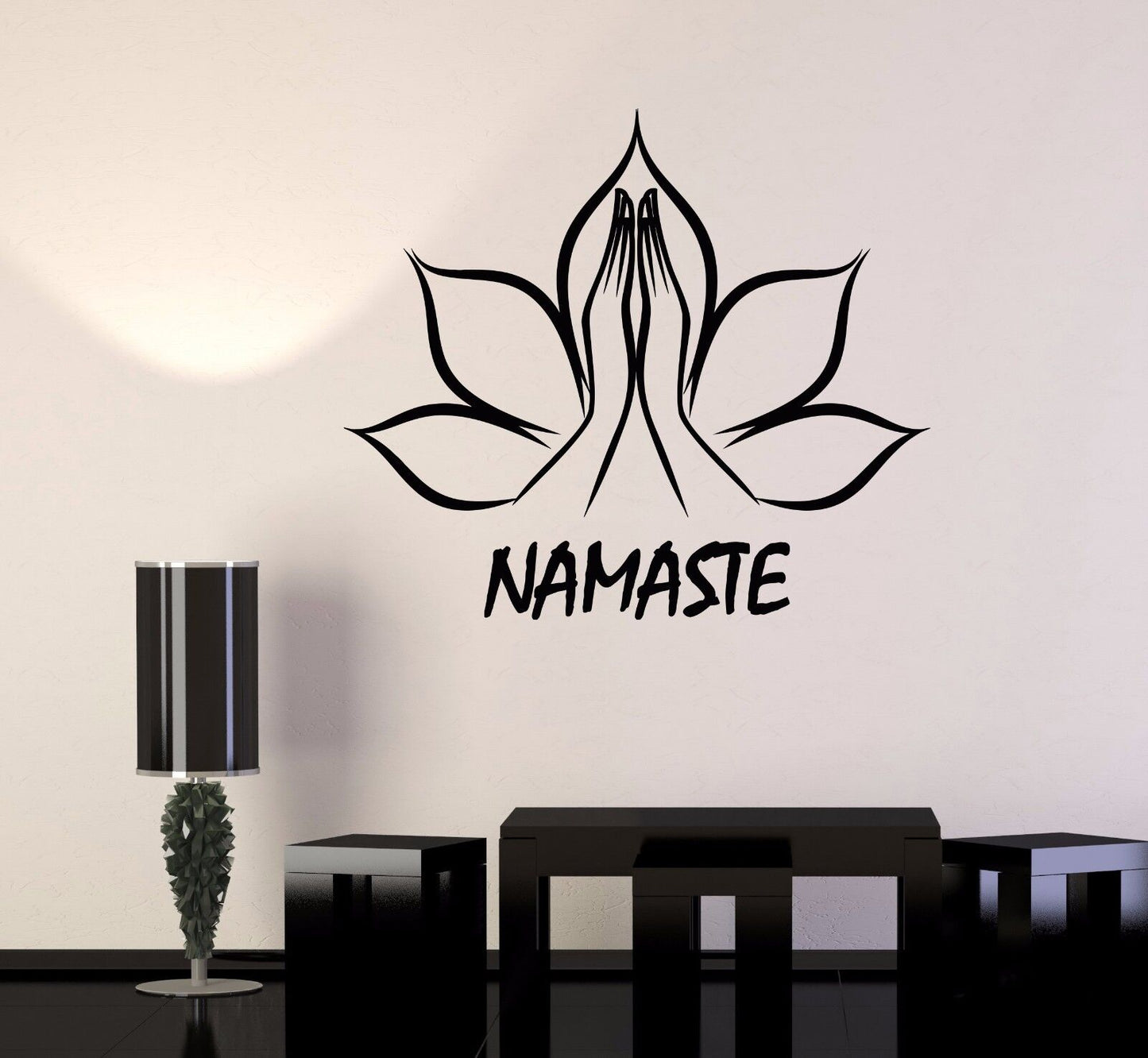 Vinyl Wall Decal Lotus Flower Namaste Hands Yoga Stickers (845ig)