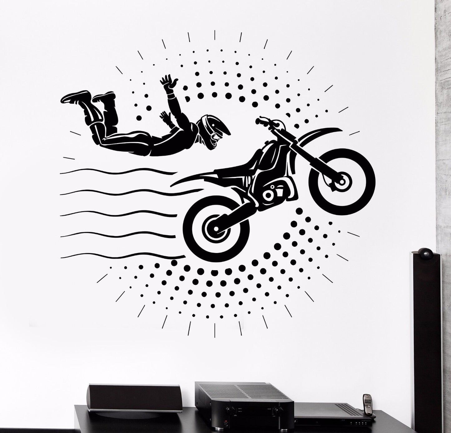 Vinyl Wall Decal Motorcyclist Stuntman Motorcycle Motorcycling Stickers (853ig)