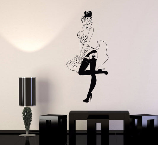 Vinyl Wall Decal Pin Up Sexy Girl Retro Woman Stickers (864ig)