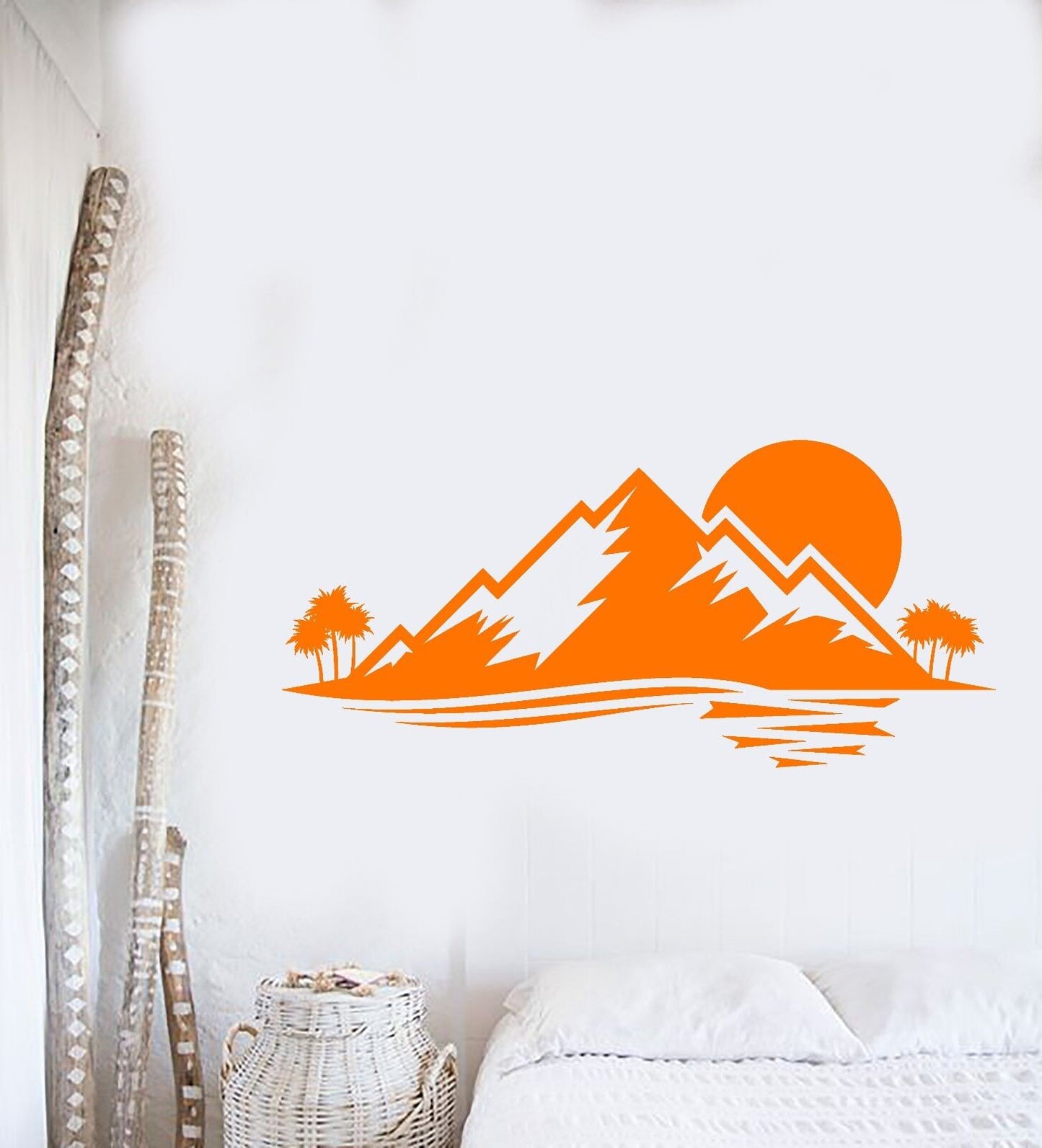 Vinyl Wall Decal Island Nature Palm Tree Mountain Sunset Stickers (873ig)