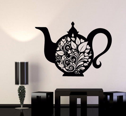 Vinyl Wall Decal Kettle Teapot Tea Kitchen Decor Dishes Stickers (905ig)