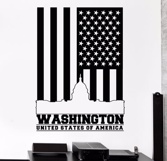 Autocollant mural en vinyle, drapeau des états-unis et d'amérique de Washington (917ig)