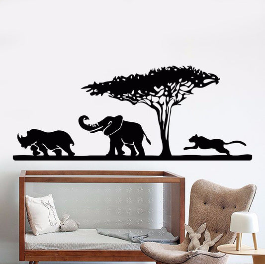 Vinyl Wall Decal African Elephant Animals Rhino Leopard Safari Stickers (920ig)