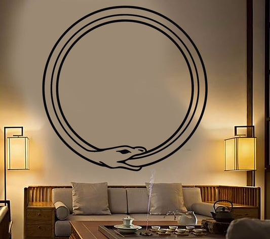 Autocollant mural en vinyle, symbole du serpent Ouroboros, cercle infini, autocollants (928ig)