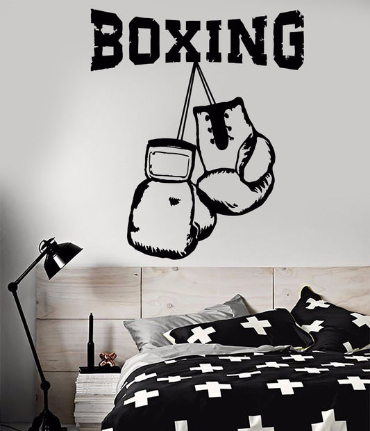 Vinyl Wall Decal Sport Boxer Boxing Gloves Fighter Gym Stickers (947ig)