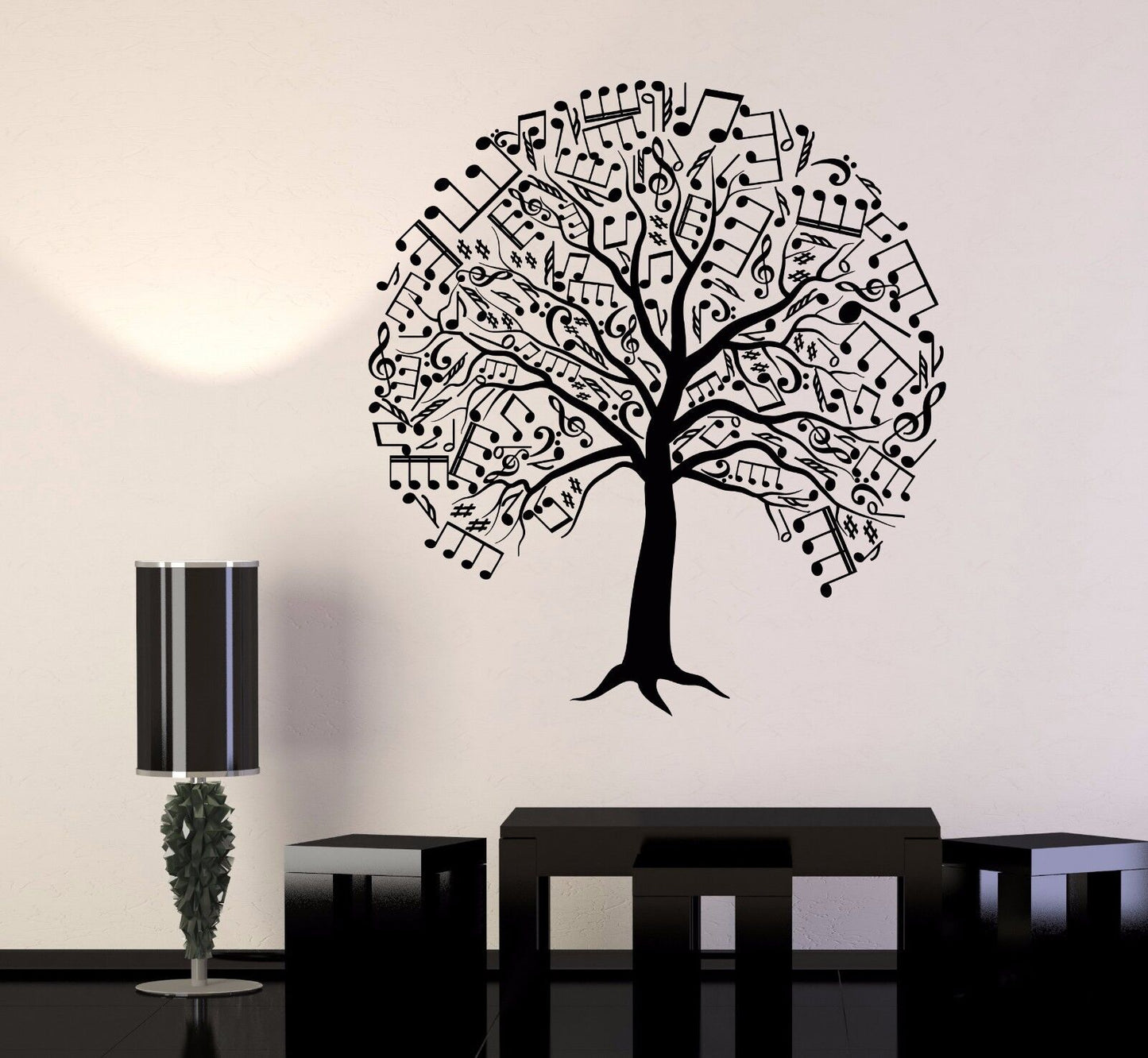 Autocollant mural en vinyle, arbre musical, Notes de la nature, belles branches (950ig)