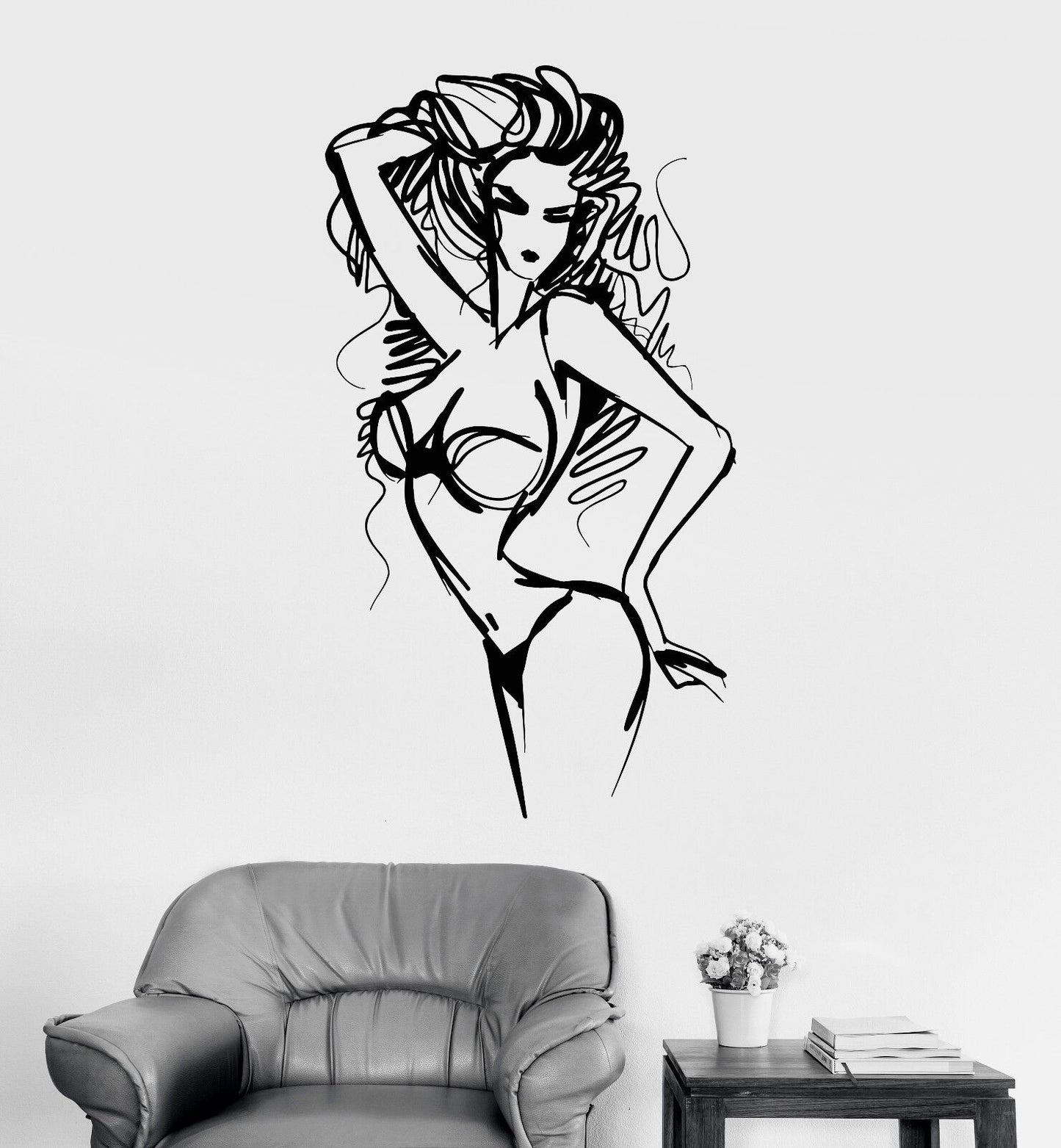 Autocollant mural en vinyle, autocollants de strip-tease, fille chaude et sexy, femme nue (956ig)