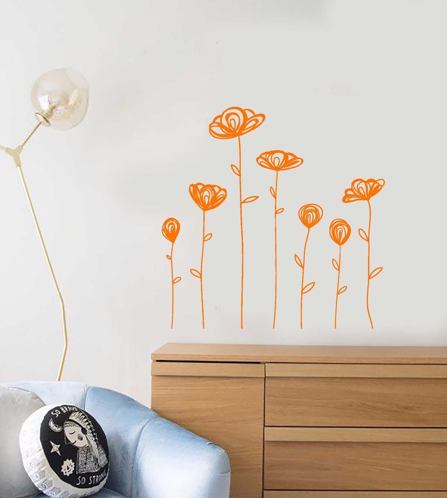 Autocollant mural en vinyle pour pépinière, jardin de fleurs, décoration artistique naturelle (958ig)